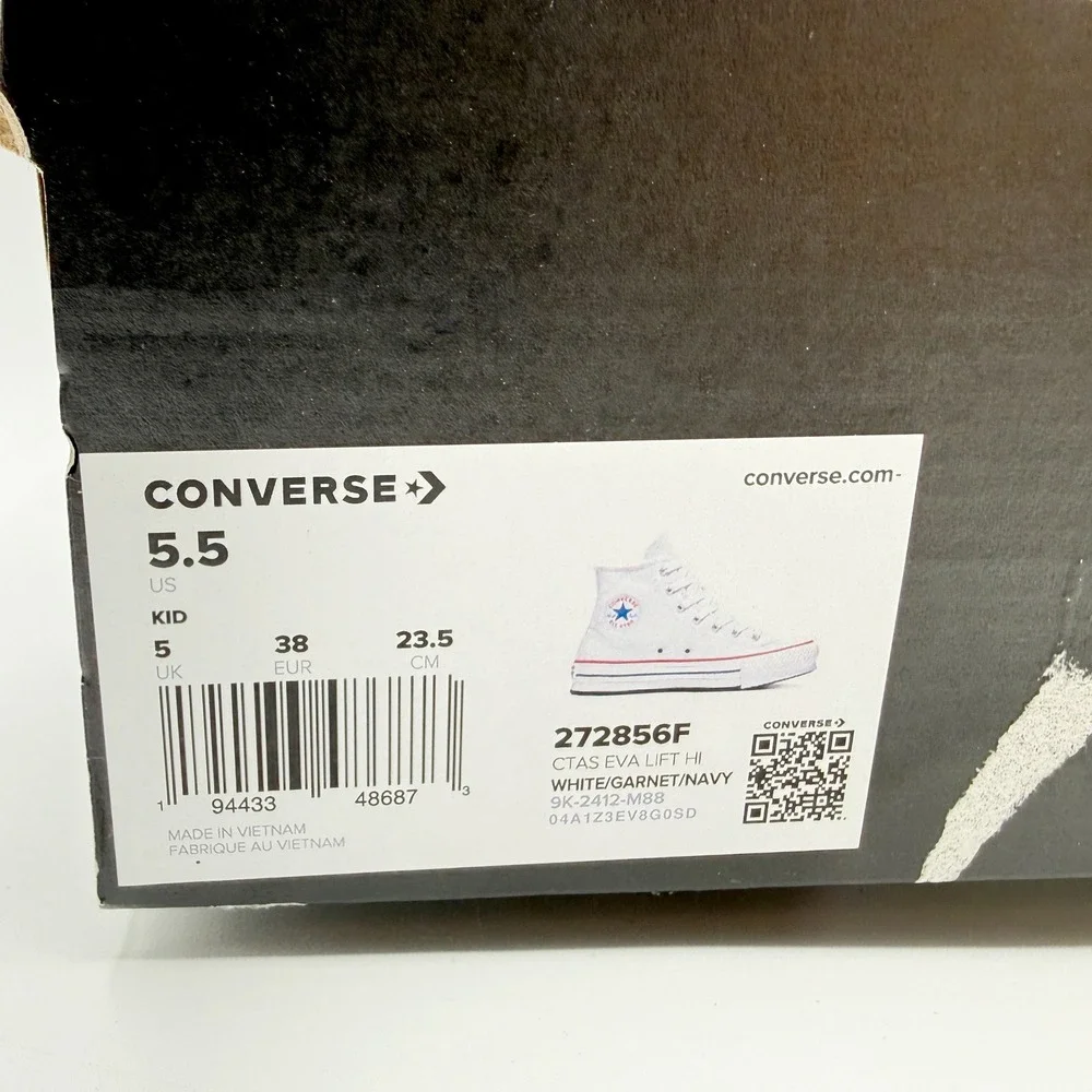 Converse Chuck Taylor All Star Eva Lift High Top Size 5.5 Big Kids White 272856F